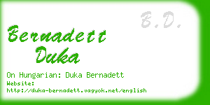 bernadett duka business card